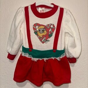 Vintage JCPenny Santa Mouse Christmas Dress Outfit Size 18 Months